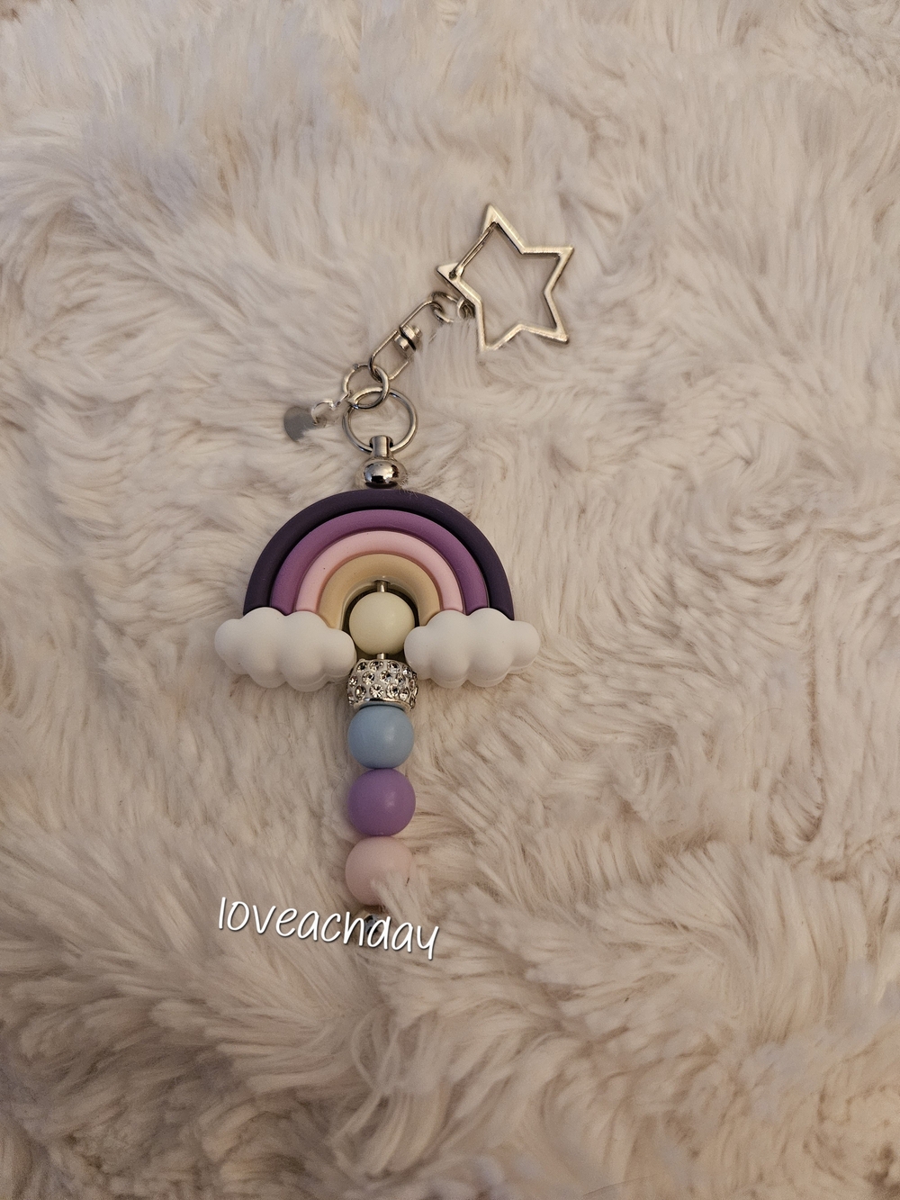 Pastel Rainbow🌈Cloud Keychain - Purple Pink Cream